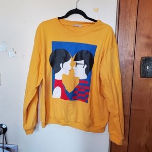 ZARA Yellow Parisian Inspired Graphic Crewneck